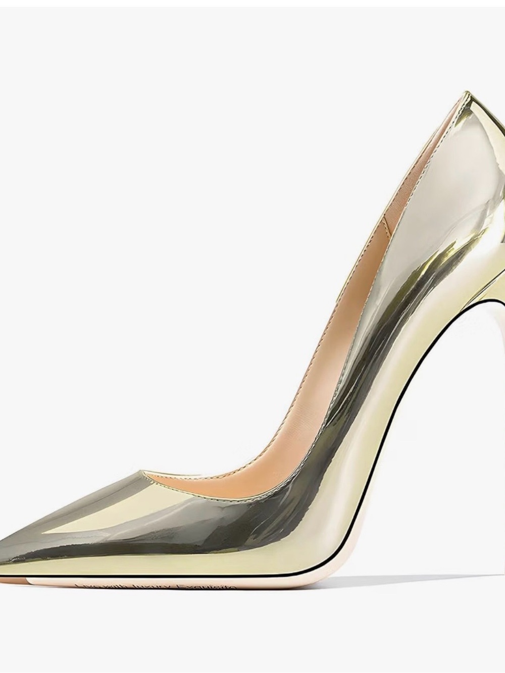 Gold Pointed-Toe Patent Stiletto Pump - Women's